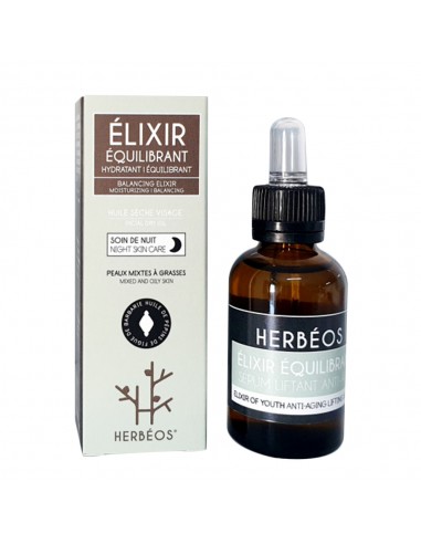 Herbèos - Elixir équilibrant hydratant Peaux Mixtes à Grasses 30 ml - Herbeos