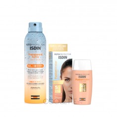 Isdin Lotion Spray Solaire SPF 50 250Ml + Ecran Solaire Fusion Water Teinté SPF50+ 50ML - tunisie