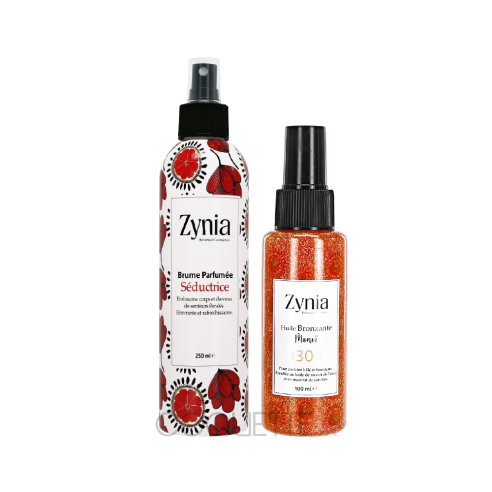 Zynia - Brume parfumée Séductrice 250ml + Huile Bronzante Scintillante SPF 30 100ml - Zynia