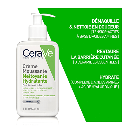 CERAVE CREME MOUSSANTE PEAUX NORMALES A SECHES 236 ML - tunisie