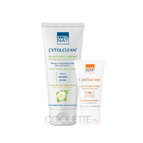 CYTOCLEAN - CYTOLNAT Cytoclean Gel Nettoyant 175 Ml + CYTOLNAT CYTOLSUN MAX ECRAN INVISIBLE SPF50+ 50ML