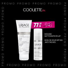 URIAGE DEPIDERM Mousse nettoyante éclat 100ml + URIAGE DEPIDERM SPF 50 Soin de jour anti-taches, 30ml - tunisie