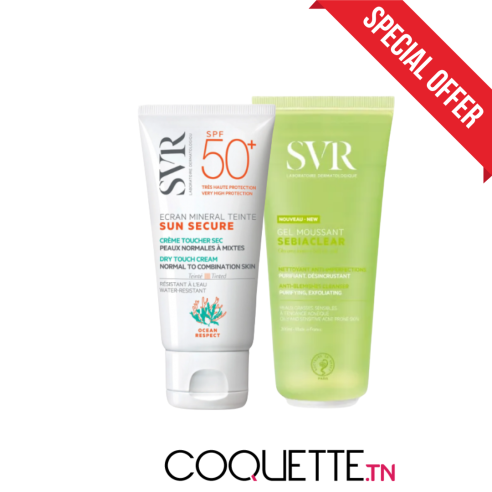 SVR PACK Sun Secure Mineral Teinté spf50+ Peaux Normales à Mixtes + Sebiaclear Gel Moussant 200ML - tunisie