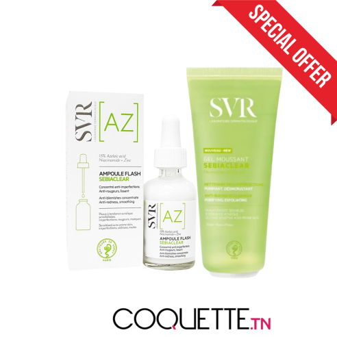 SVR PACK SEBIACLEAR AMPOULE FLASH AZ 30ML + SEBIACLEAR GEL MOUSSANT 200ML - tunisie