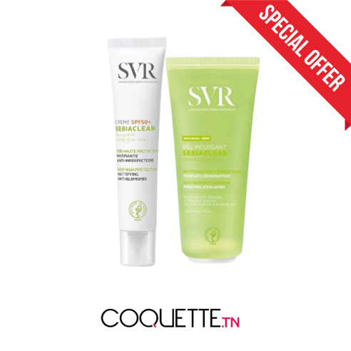 SVR PACK SEBIACLEAR CREME SPF50+ + SEBIACLEAR GEL MOUSSANT 200ML - tunisie
