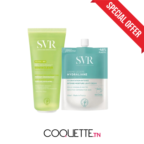 SVR PACK SEBIACLEAR GEL MOUSSANT 200ML + HYDRALIANE CREME LEGERE 50ML - tunisie