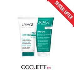 URIAGE PACK HYSEAC ECRAN FLUIDE SPF50+ 50ML + HYSEAC GEL NETTOYANT 150ML - tunisie