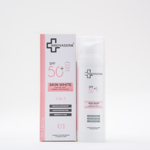 INNOVADERM SKIN WHITE - FOND DE TEINT MINERAL ANTI TACHES IVORY 01 30ML - tunisie