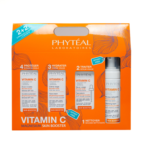 PHYTEAL VITAMINE C PACK SERUM VISAGE + CREME VISAGE + MOUSSE NETTOYANTE + ECRAN SPF50+ - tunisie