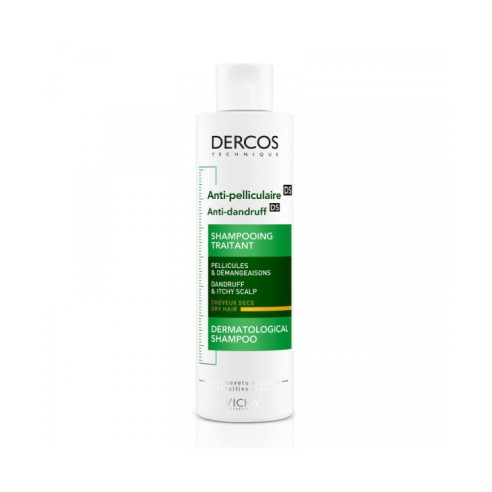 VICHY DERCOS ANTI PELLICULAIRE SHAMPOOING CHEVEUX SECS 200ML - tunisie