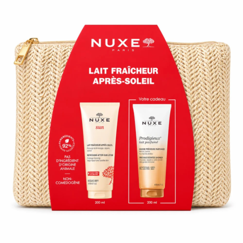 NUXE LAIT FRAICHEUR APRES SOLEIL+HUILE DE DOUCHE 200ML (OFFERT)+TROUSSE (OFFERT) - tunisie
