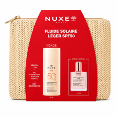 NUXE FLUIDE SOLAIRE LEGER SPF50+ 50ML+HUILE PRODIGIEUSE FLORALE 10ML(OFFERT)+TROUSSE (OFFERT) - tunisie