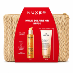 NUXE HUILE SOLAIRE OR SPF50+LAIT DE CORPS SUBLIMATEUR 200ML (OFFERT)+TROUSSE (OFFERT) - tunisie