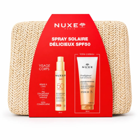NUXE SPRAY SOLAIRE DELICIEUX SPF50 +PRODIGIEUX HUILE DE DOUCHE 200ML (OFFERT)+TROUSSE (OFFERT) - tunisie