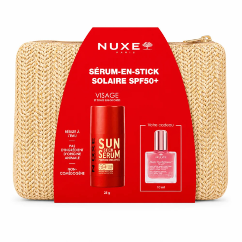 NUXE SERUM EN STICK SPF50+ 25GR+HUILE PRODIGIEUSE OR FOLARALE (OFFERT)+TROUSSE (OFFERT) - tunisie