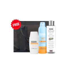 COFFRET ISDIN UNIFY COLOR + SPRAY SOLAIRE ADULTE + EAU MICELLAIRE + (SAC GRATUIT ) - tunisie