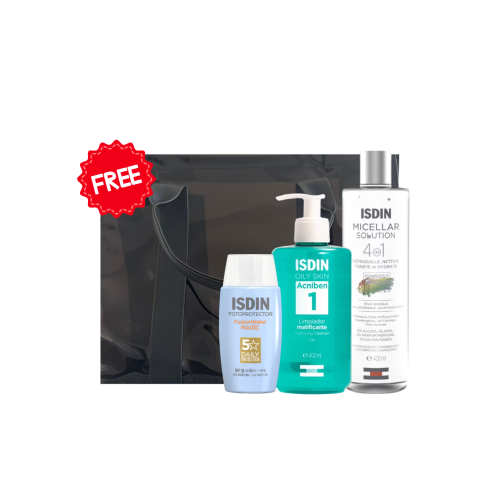 COFFRET ISDIN FUSION WATER MAGIC + OILY SKIN ACNIBEN + EAU MICELLAIRE + (SAC GRATUIT ) - tunisie