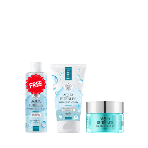 PACK LIRENE AQUA BUBBLES GEL NETTOYANT + CREME HYDRATANTE + EAU MICELLAIRE GRATUIT - tunisie