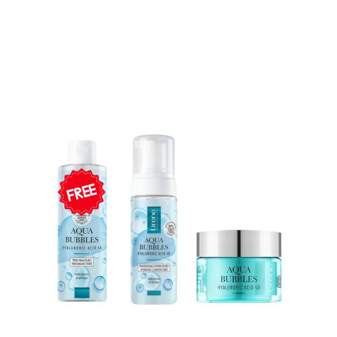 PACK LIRENE AQUA BUBBLES MOUSSE NETTOYANTE + CREME HYDRATANTE + EAU MICELLAIRE GRATUIT - tunisie