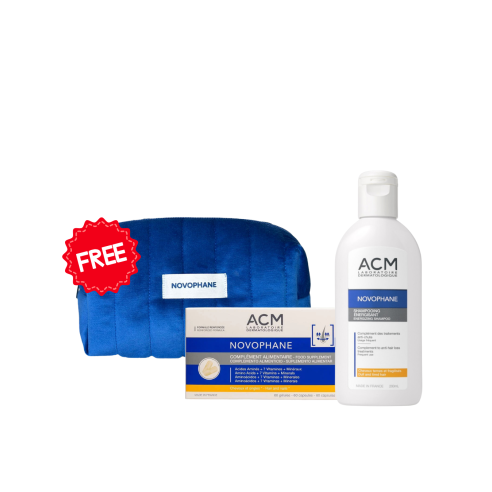 COFFRET ACM NOVOPHANE SHAMPOOING ENERGISANT 200ML + ACM NOVOPHANE CHEVEUX ET ONGLES 60 GELULES + (TROUSSE GRATUIT) - tunisie