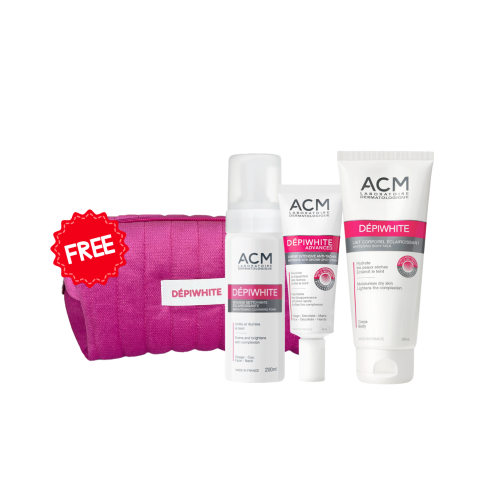 COFFRET ACM DEPIWHITE MOUSSE NETTOYANTE + CREME + LAIT CORPOREL + (TROUSSE GRATUIT ) - tunisie