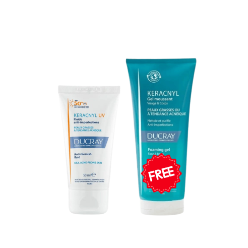 DUCRAY PACK KERACNYL UV FLUIDE ANTI IMPERFECTIONS + GEL MOUSSANT KERACNYL 100ML OFFERT - tunisie