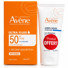AVENE ULTRA FLUIDE INVISIBLE SPF50 50ML + LAIT APRES SOLEIL 50ML OFFERT - tunisie