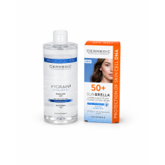 DERMEDIC PACK ECRAN SUNBRELLA FLUIDE SPF50+ PEAUX MIXTES A GRASSES + HYDRAIN3 EAU MICELLAIRE 500ML - tunisie