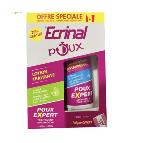 ECRINAL PACK ANTI POUX(SHAMP 200 ML+LOTION 100ML+PEIGNE GRT) - tunisie