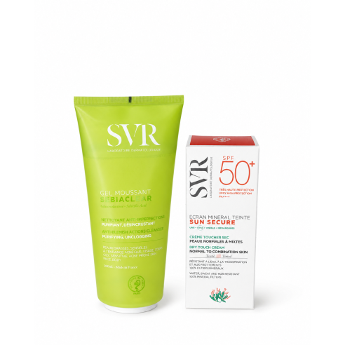 SVR PACK SEBIACLEAR GEL MOUSSANT 200ML + SUN SECURE ÉCRAN MINÉRAL TEINTÉ SPF50+ 50ML - tunisie