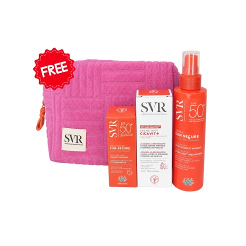 SVR PACK ÉCRAN AQUA FLUID SPF50+ + CICAVIT+ CRÈME 40 ML + SUN SECURE SPRAY SPF50+ 200 ML + TROUSSE OFFERTE - tunisie