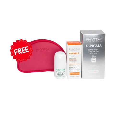 PHYTEAL PACK ROLL-ON + ECRAN D-PIGMA BEIGE ÉCLAT + CRÈME VISAGE HYDRATANTE VITAMINE C + TROUSSE OFFERTE