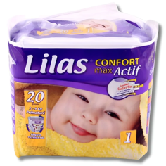 LILAS CONFORT MAX ACTIF COUCHE BEBE 2-4 KG 20 PIECES - tunisie