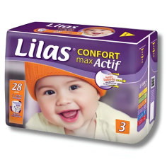 LILAS CONFORT MAX ACTIF COUCHE BÉBÉ 5-10 KG 28 PIÈCES - tunisie