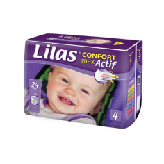LILAS CONFORT MAX COUCHE BEBE 9-18KG TAILLE 4 24 PIECES - tunisie