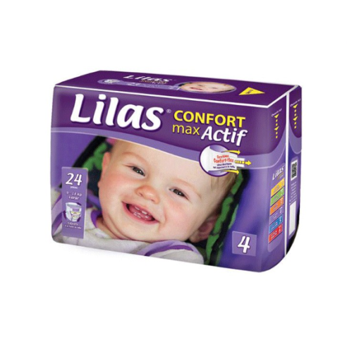 LILAS CONFORT MAX COUCHE BEBE 9-18KG TAILLE 4 24 PIECES - tunisie