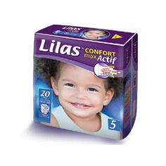 LILAS CONFORT MAX ACTIF COUCHE BÉBÉ T5 15-25 KG - tunisie