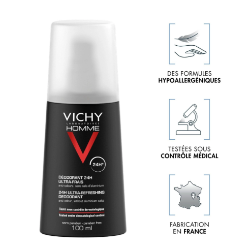VICHY HOMME DÉODORANT VAPORISATEUR ULTRA-FRAIS 100 ML - tunisie